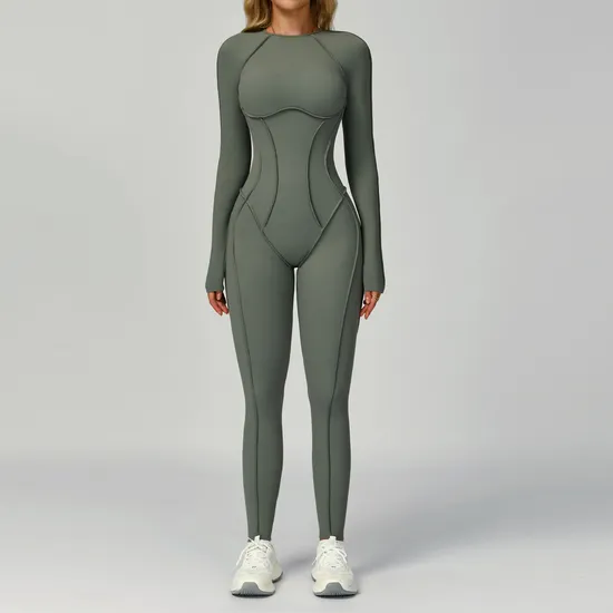 GKC Women's Brushed Contrast-Colour Hollow-Back Yoga Bodysuit