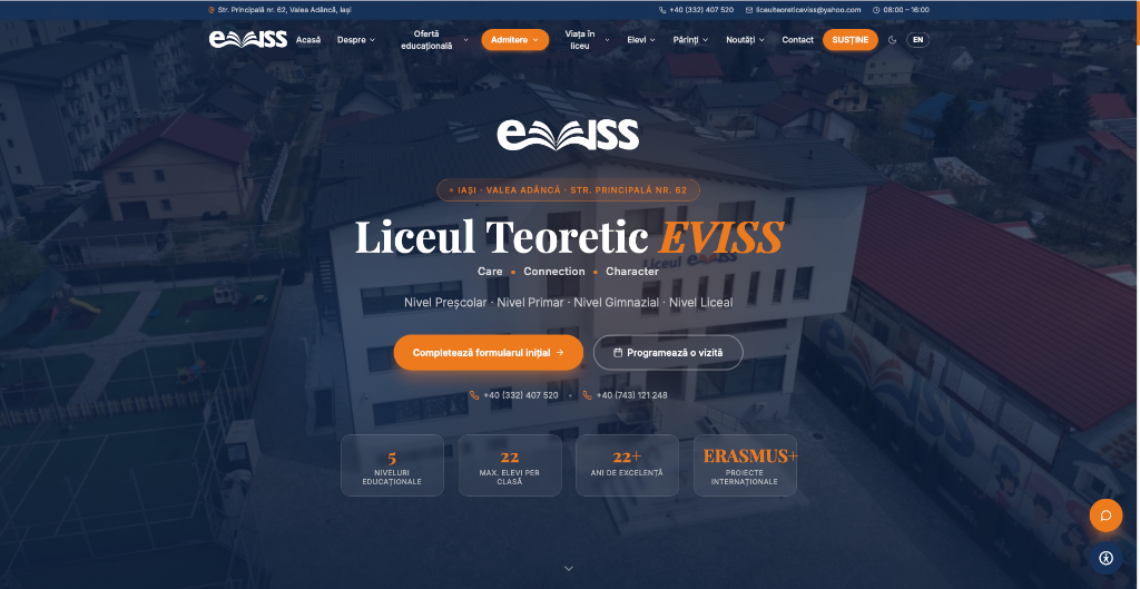 Liceul EVISS — site realizat de MABIS Studio