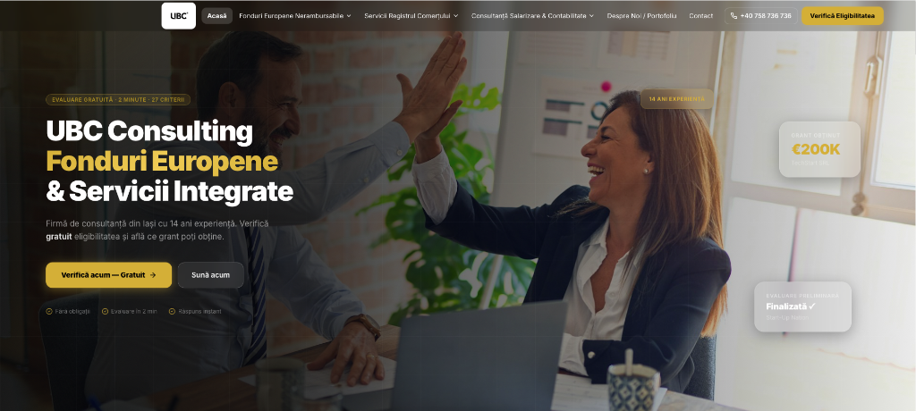 UBC Consulting — site realizat de MABIS Studio