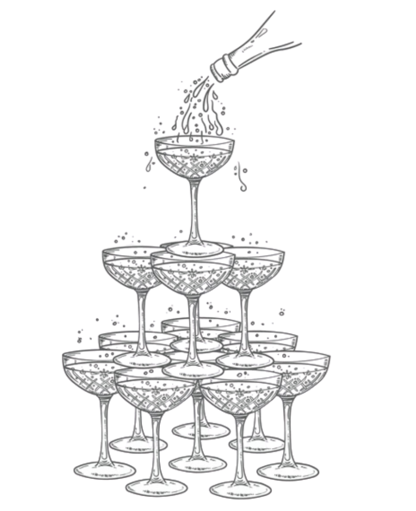Champagne tower illustration