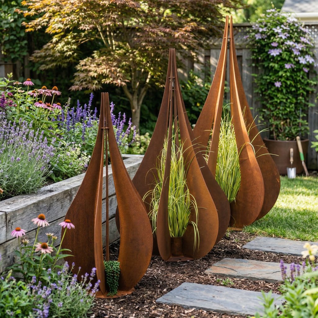 Corten Tear Drop Garden Feature