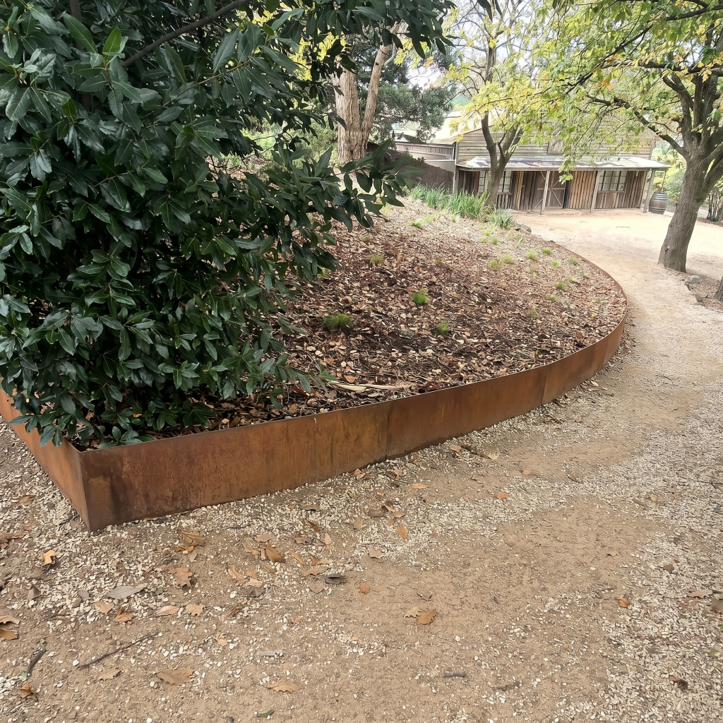 Corten steel garden edging installed — MetFab Steel