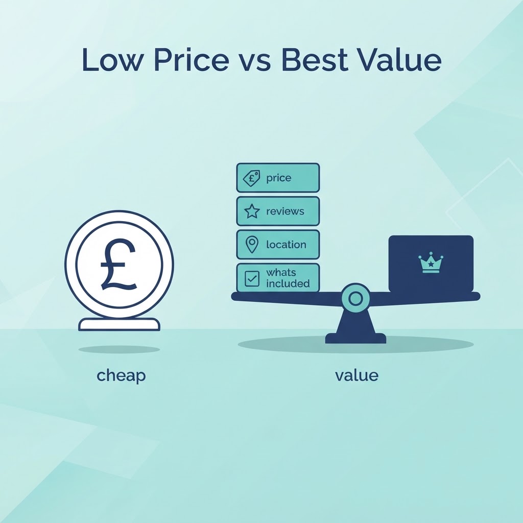 Illustration showing lowest price does not equal best value