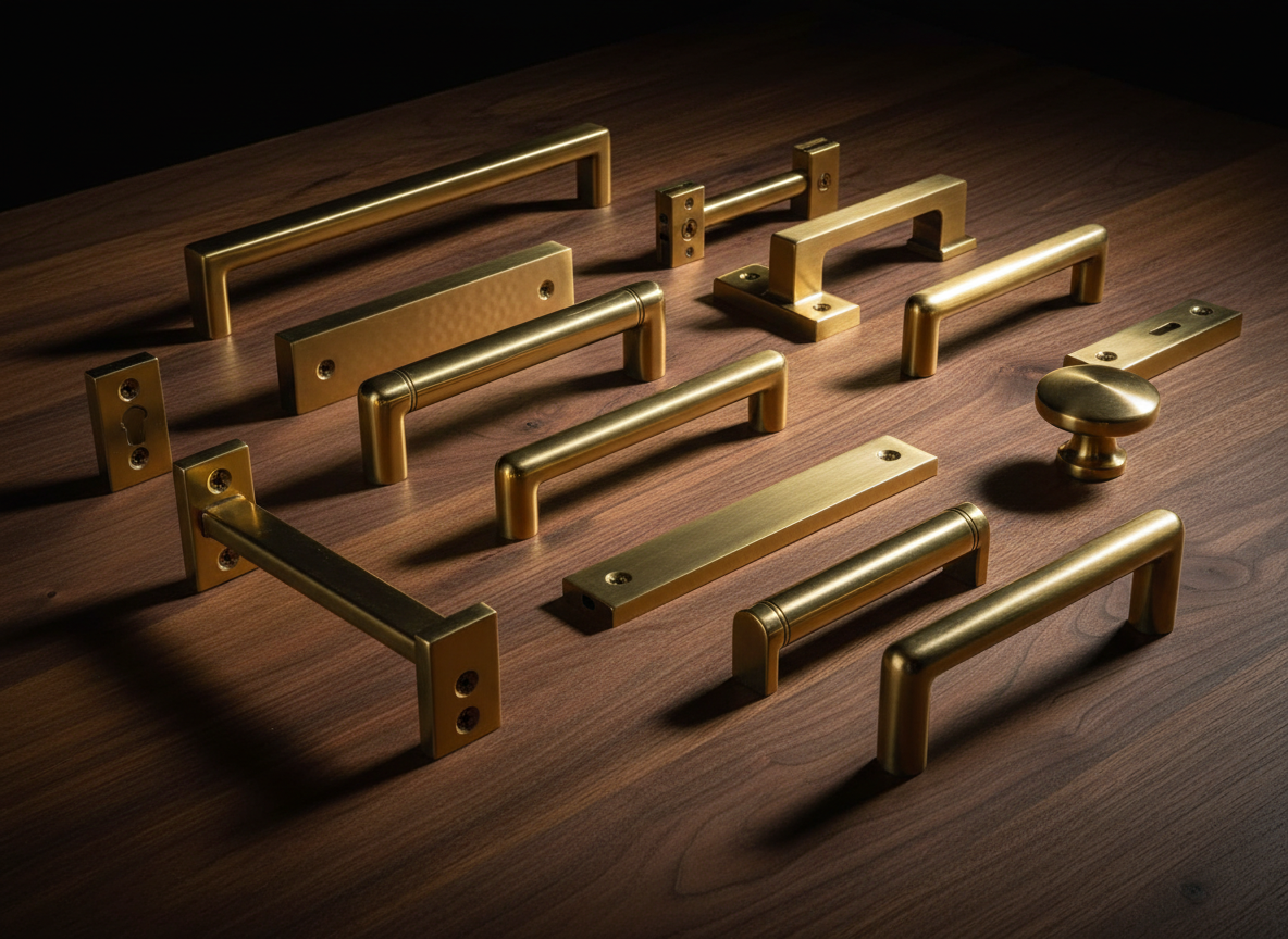 Bosal Plywood - Brass Door Handle Set - mm