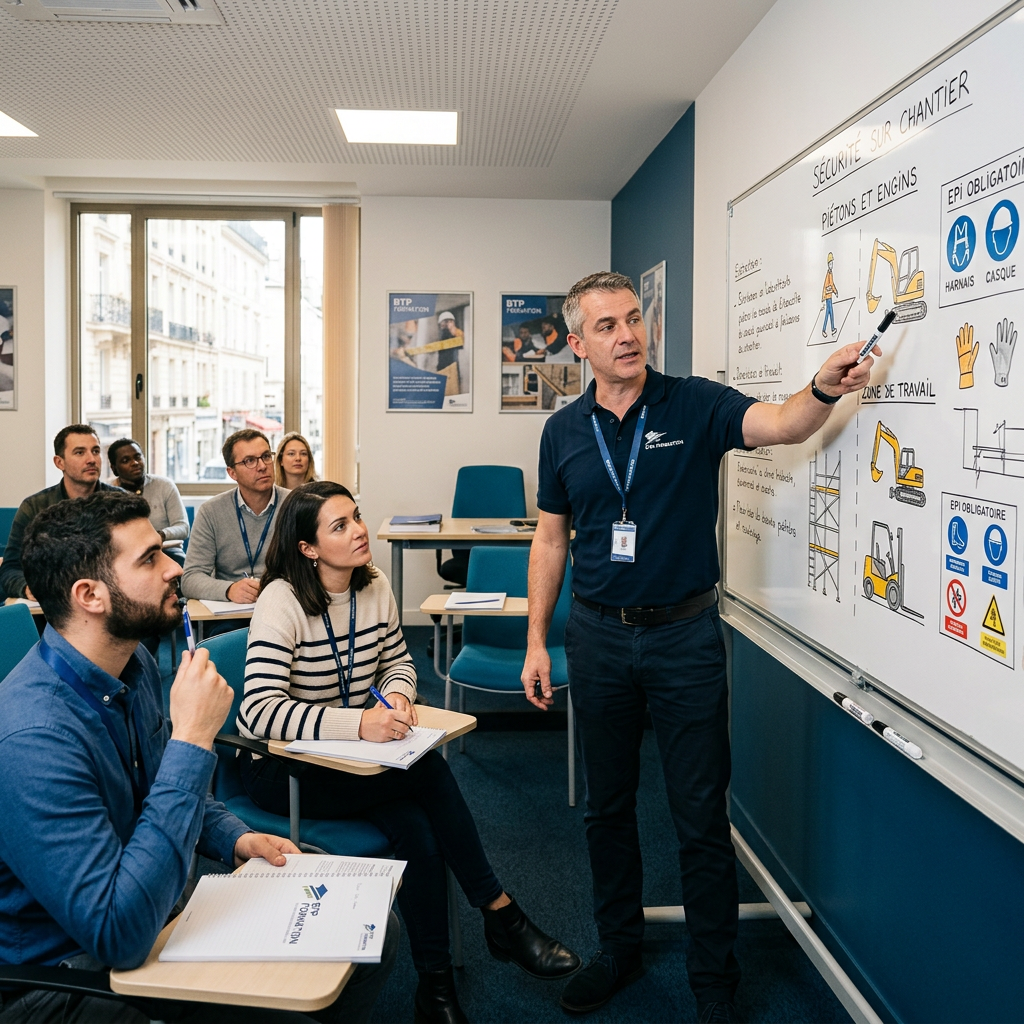 Formateur professionnel BTP en salle de formation