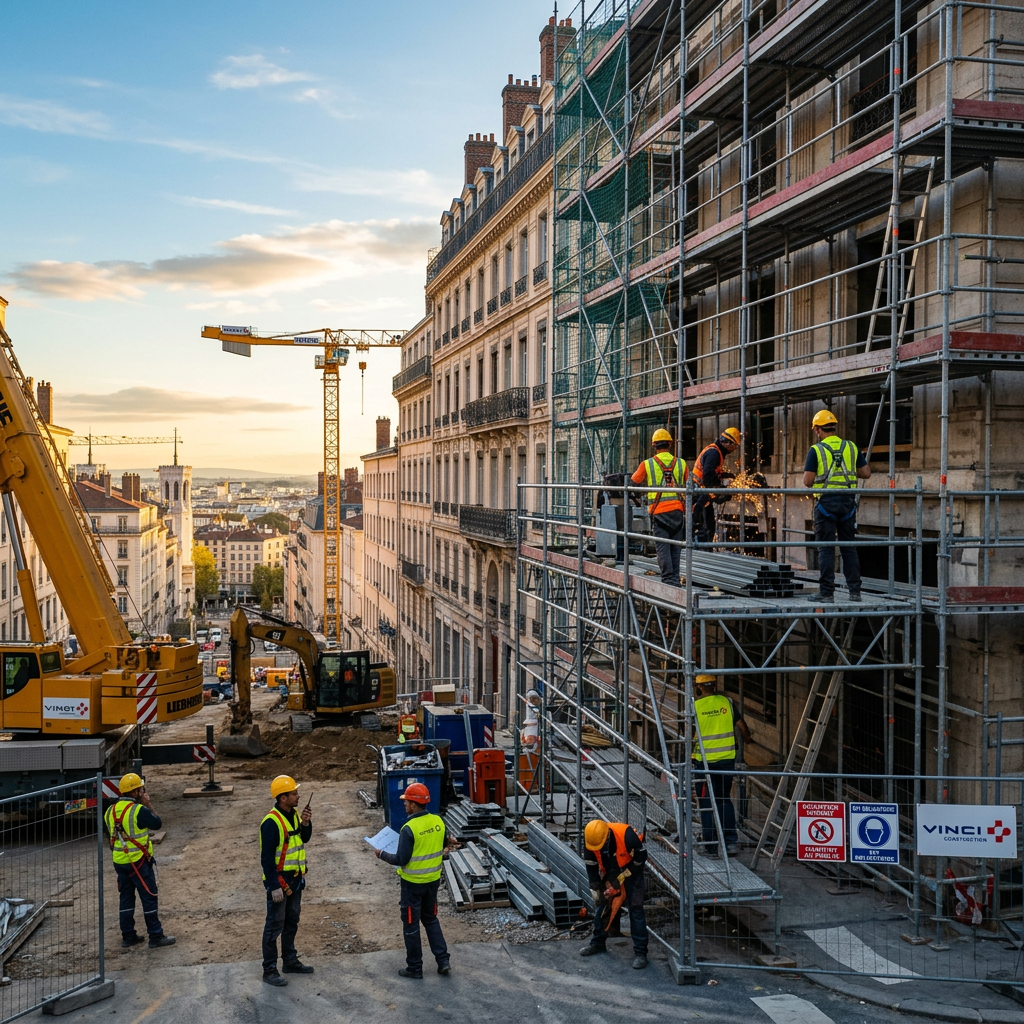 Chantier BTP avec EPI
