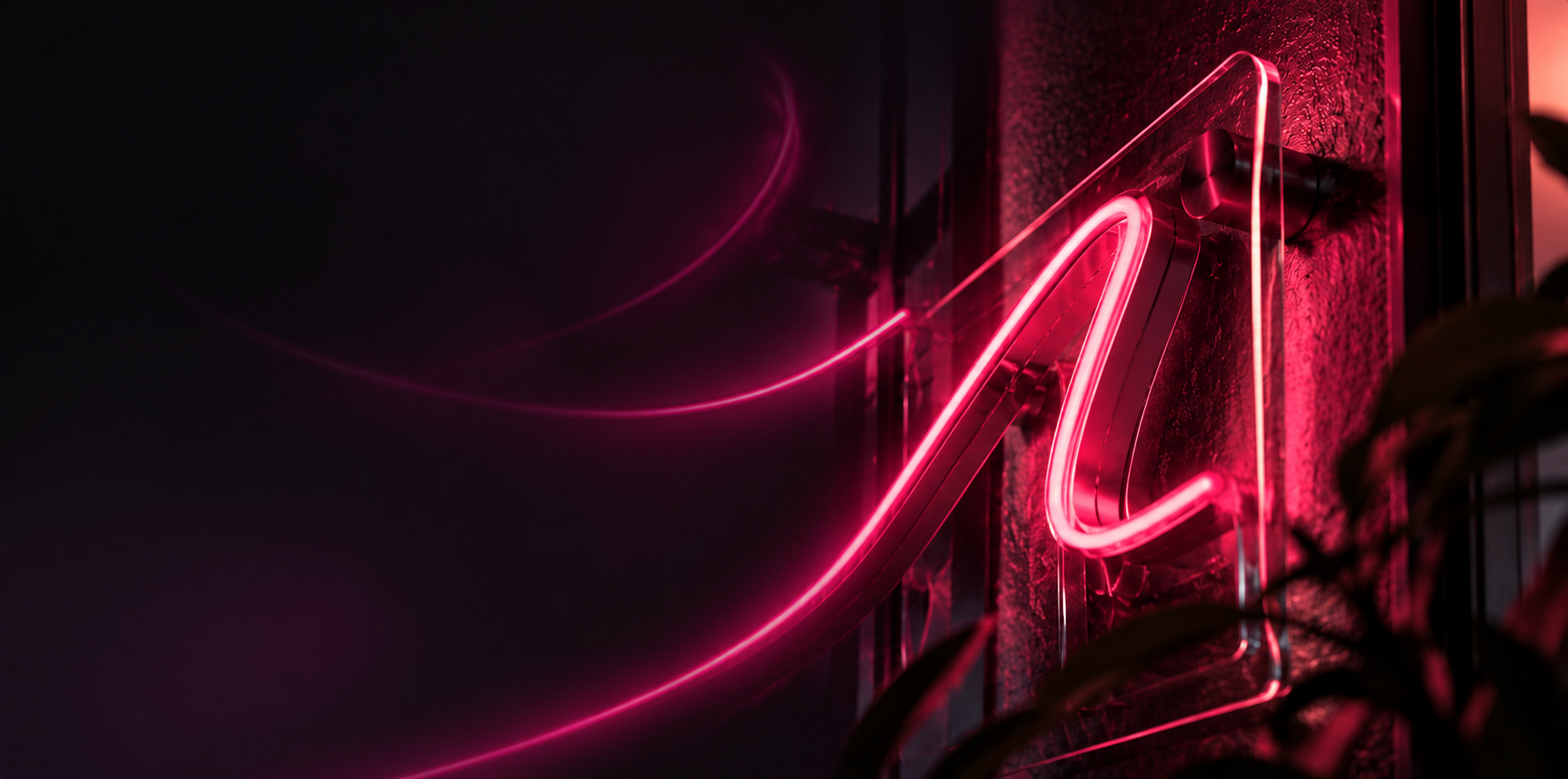 Letreiro em acrílico com néon LED personalizado num interior premium