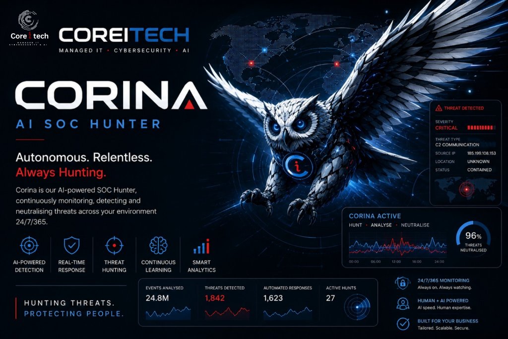 CORINA AI SOC Hunter — Coreitech's AI-powered Security Operations Centre threat hunting platform