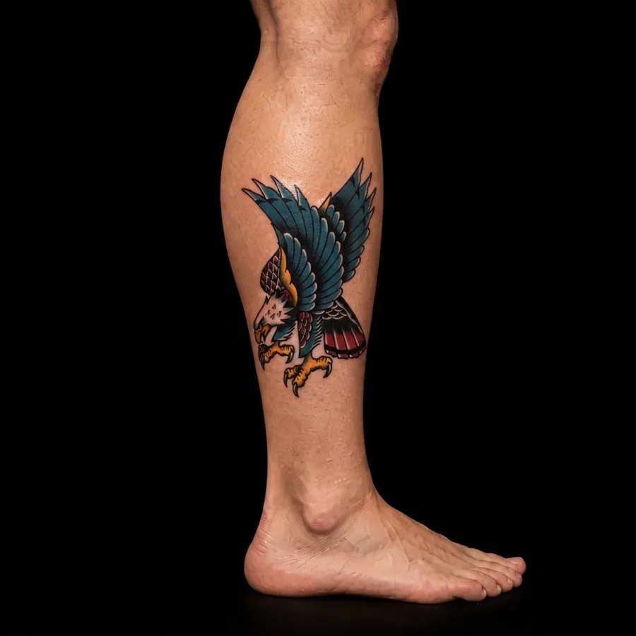 Diving Eagle flash tattoo shown on skin