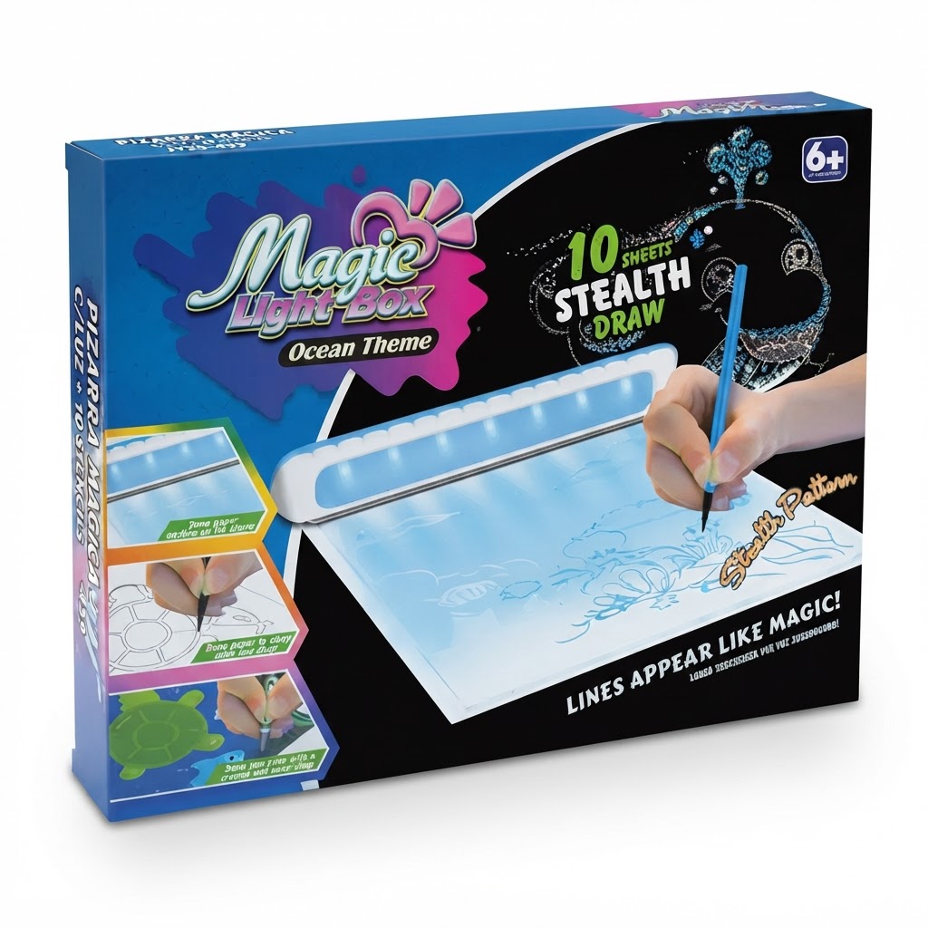 PIZARRA MAGICA C/LUZ + 10 STENCILS JY25-459