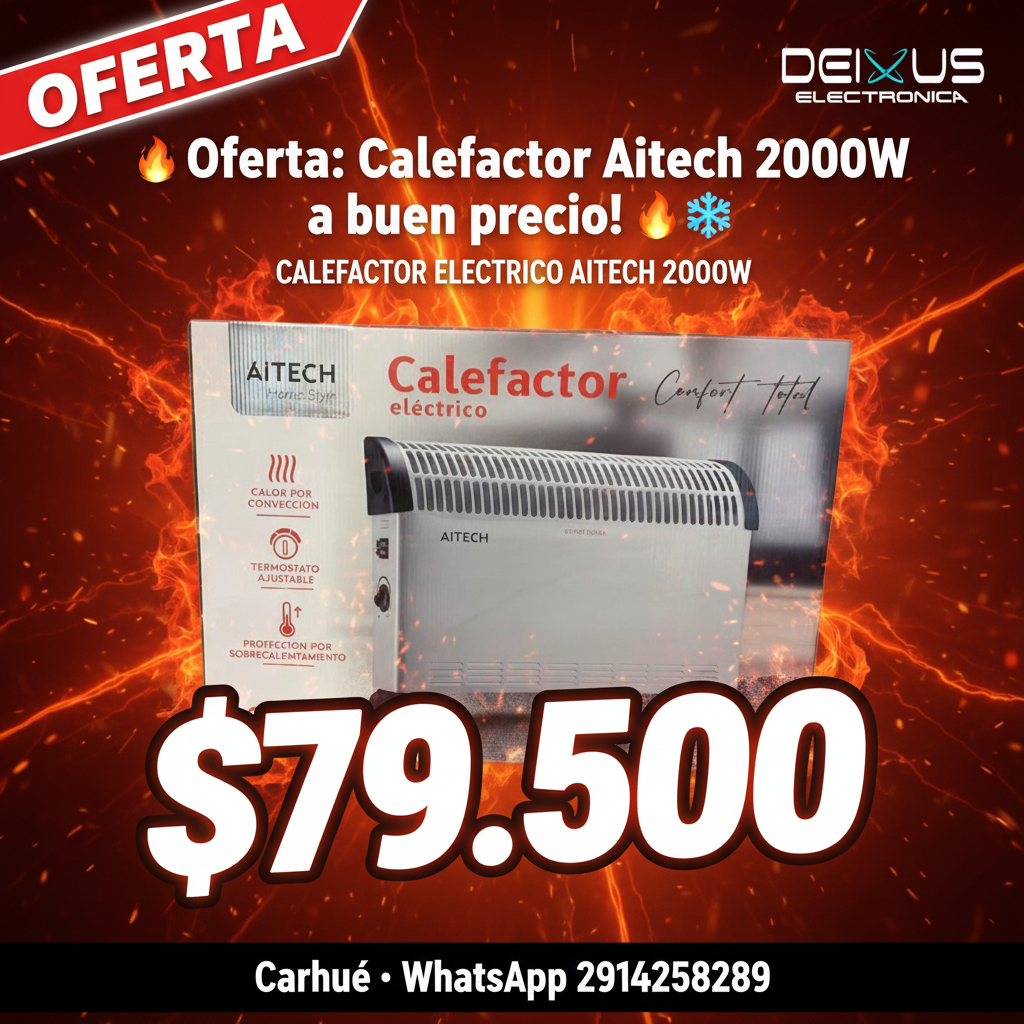 🔥 Oferta: Calefactor Aitech 2000W a buen precio! ❄️
