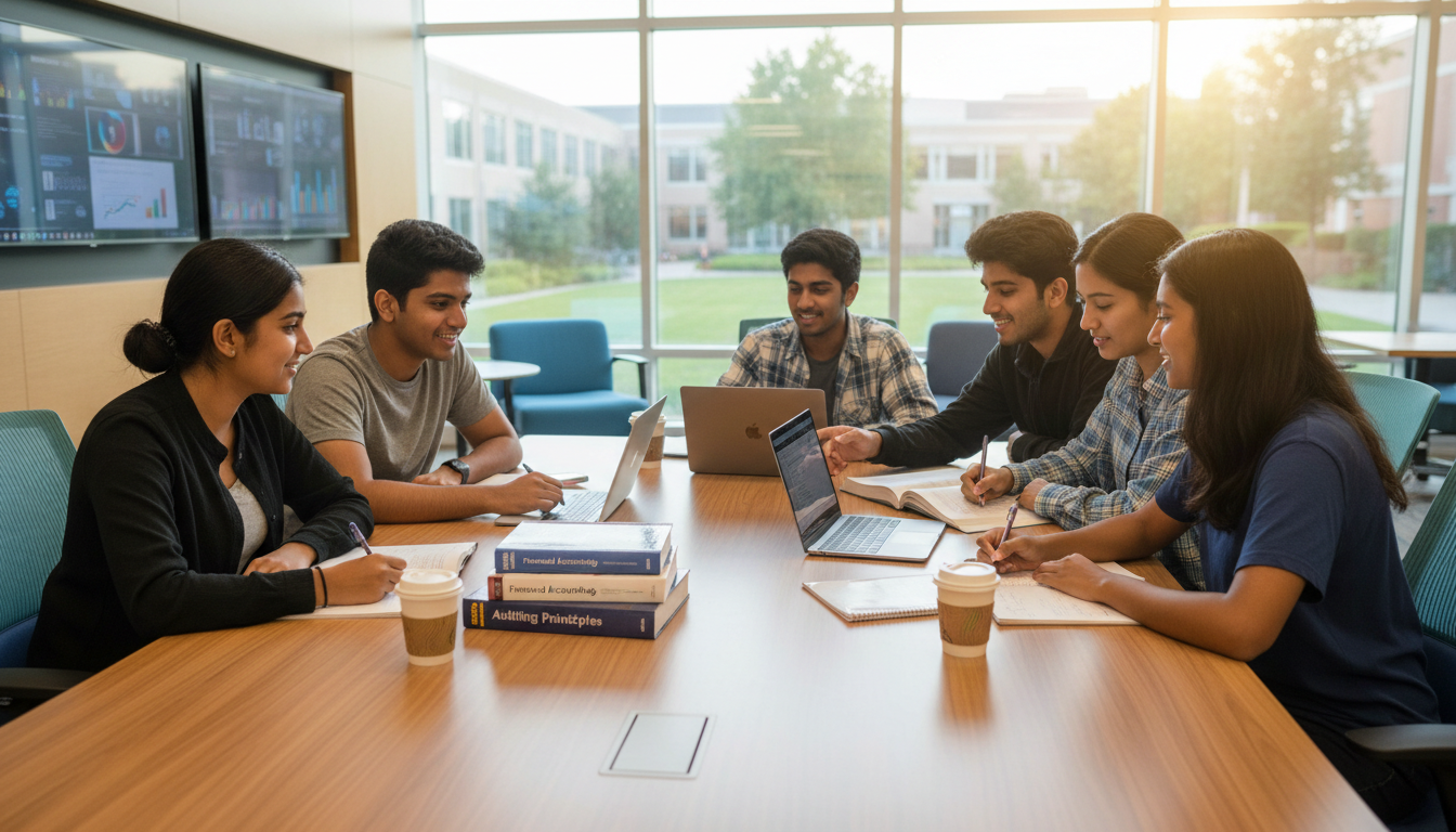 Students studying accounting