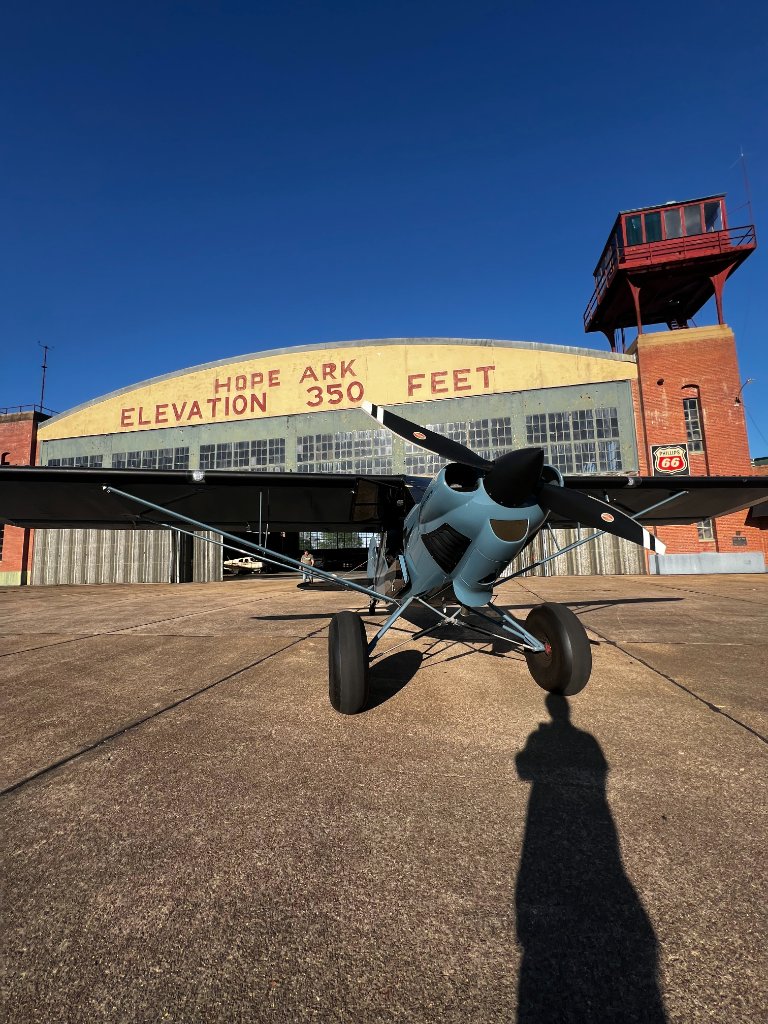 Carbon Cub FX3 parked on ramp during ferry from Texas to Pennsylvania
