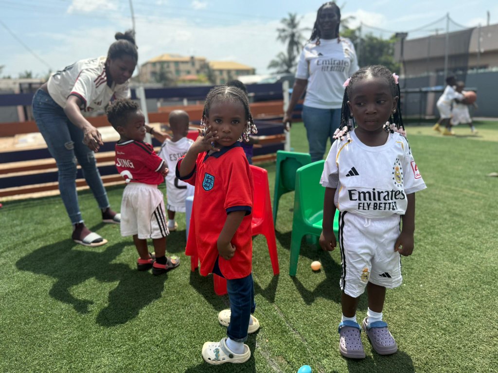 Children playing outdoors on Jersey Day