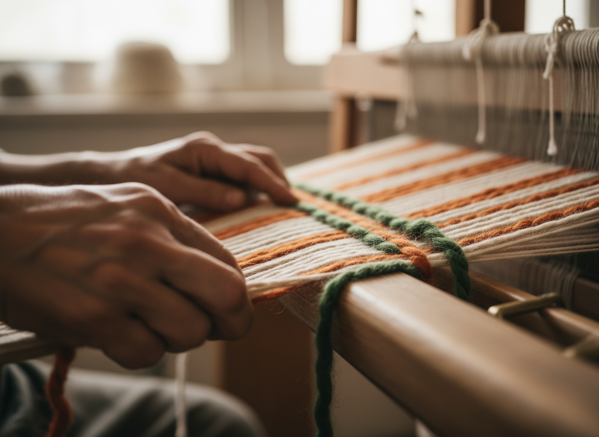 Artisan hands weaving