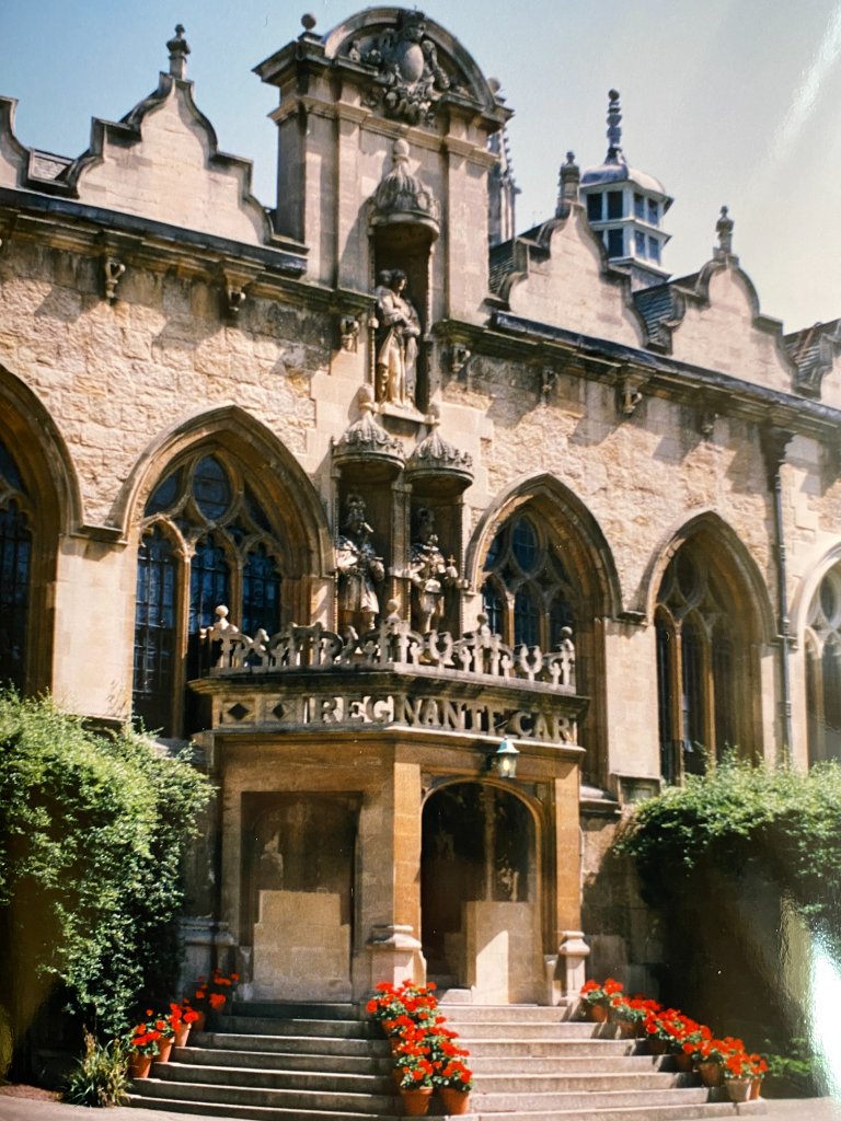 Entrance to the food hall, Oriel College main quad, Oxford, 1998