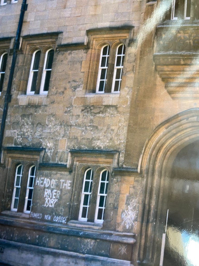 Head of the River graffiti on Oriel College wall, Oxford, 1998
