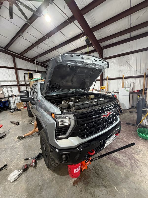 GMC Sierra AT4 Duramax in the shop bay