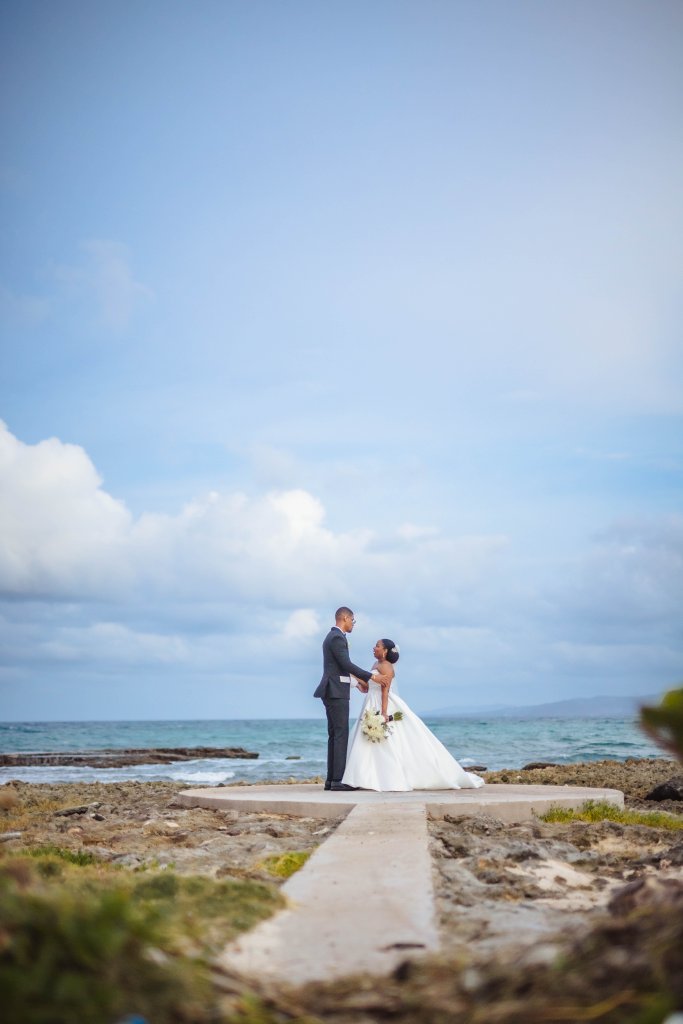 Couple at beach ceremony