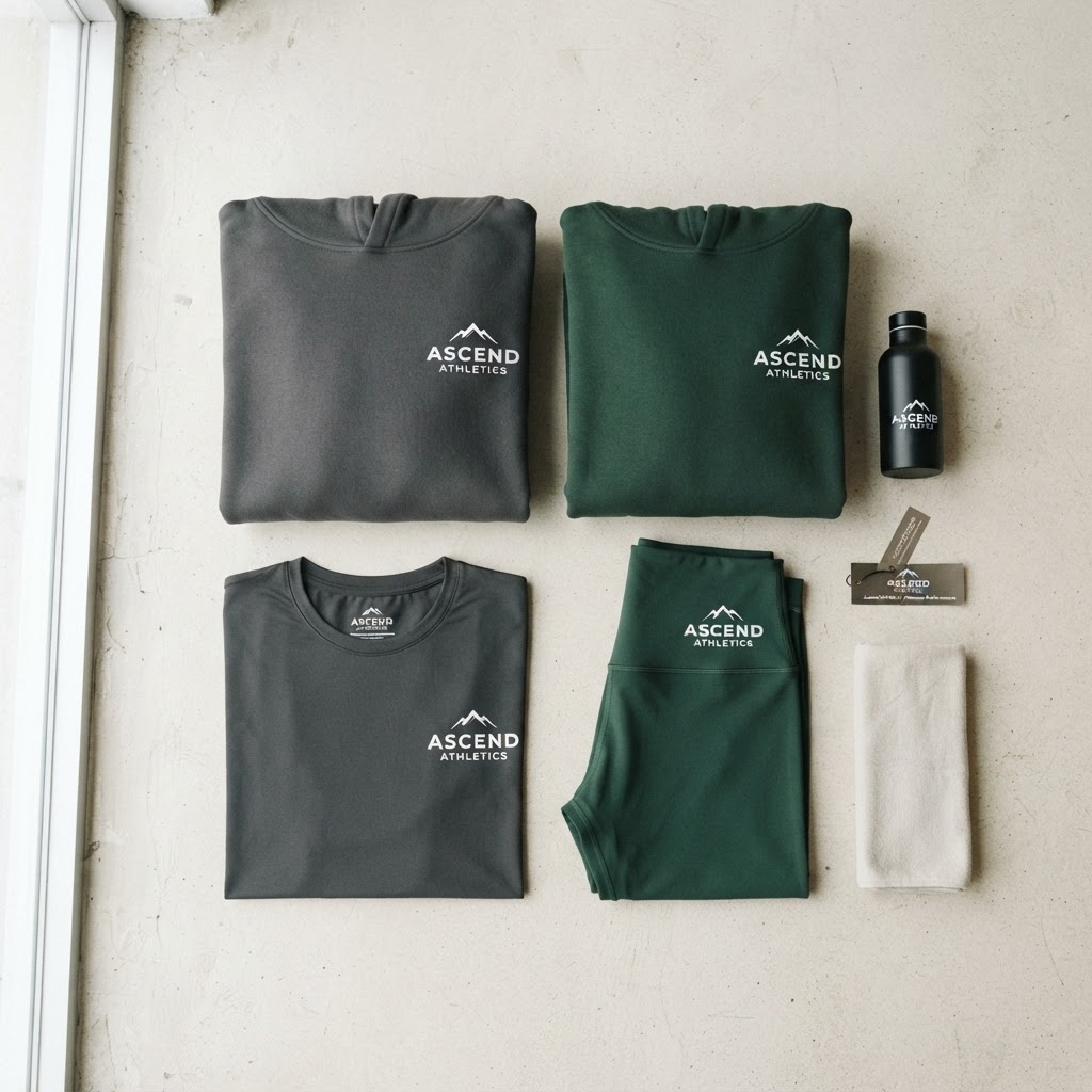 Custom branded gym clothing including hoodies and t-shirts