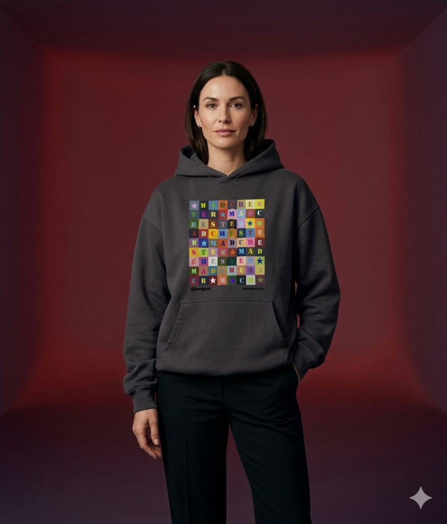 Madchester branded hoodie mock up