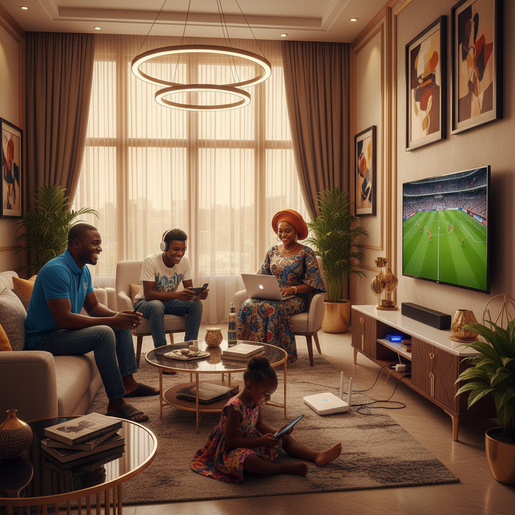 African family using internet