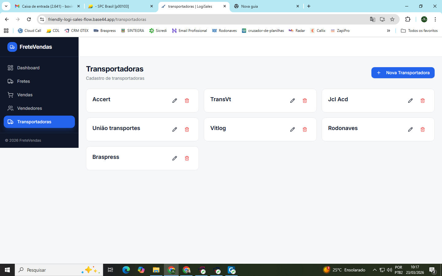 FreteVendas App template preview