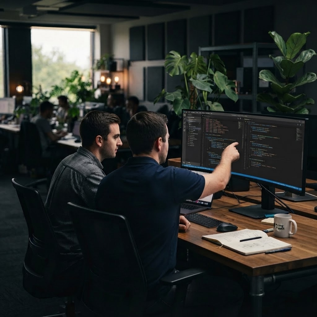 Hyperion People engineers reviewing plant engineering drawings in an office
