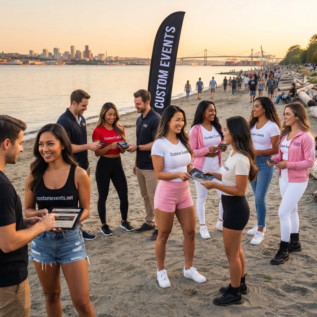 Custom Events Women's Street Team in action on the Tacoma waterfront