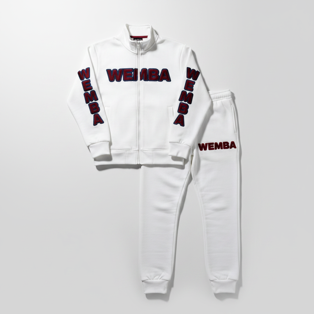 WEMBA Signature Tracksuit — White/Crimson