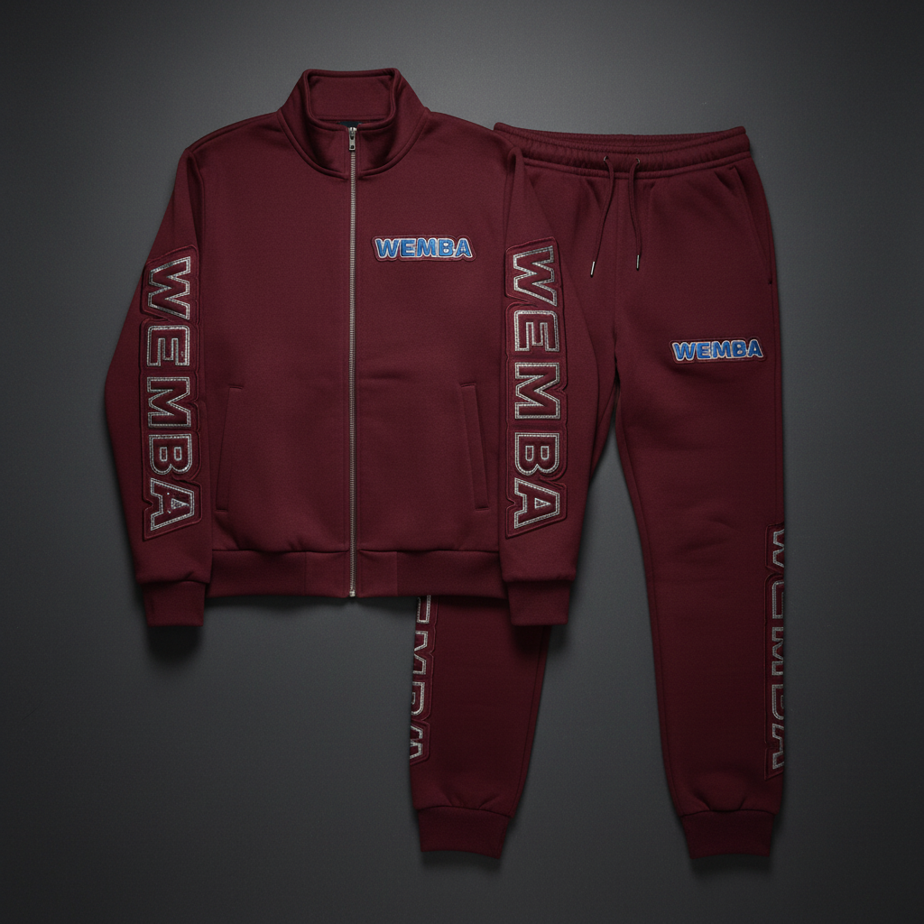 WEMBA Signature Tracksuit — Maroon/Silver