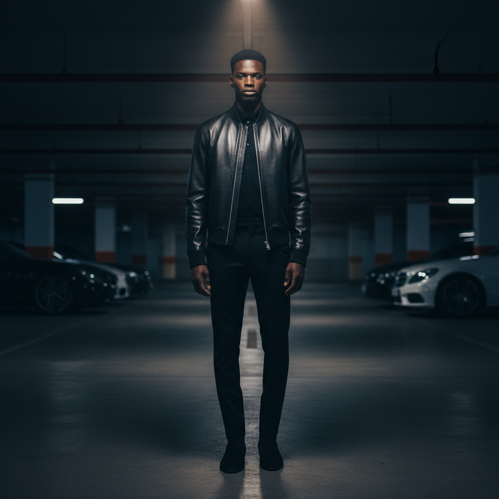Noir Leather Bomber