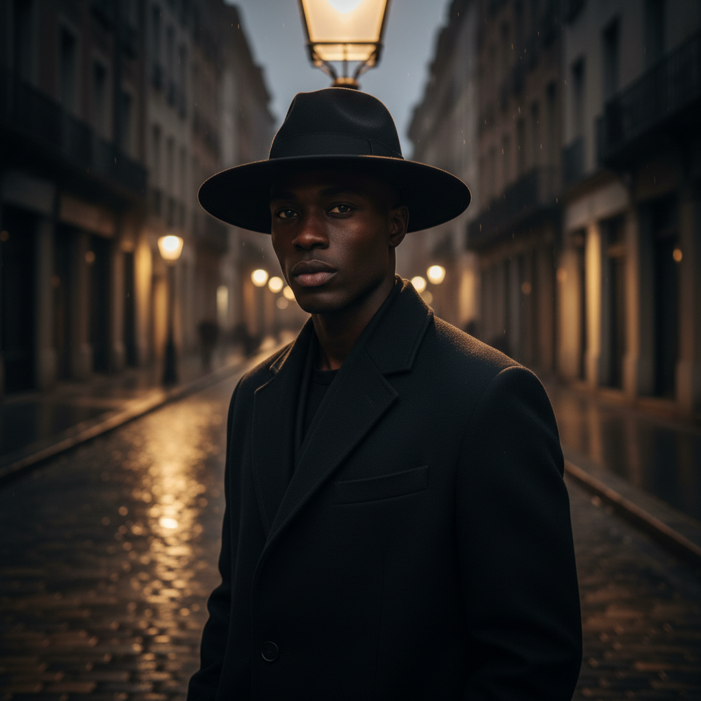 Noir Wide Brim Fedora