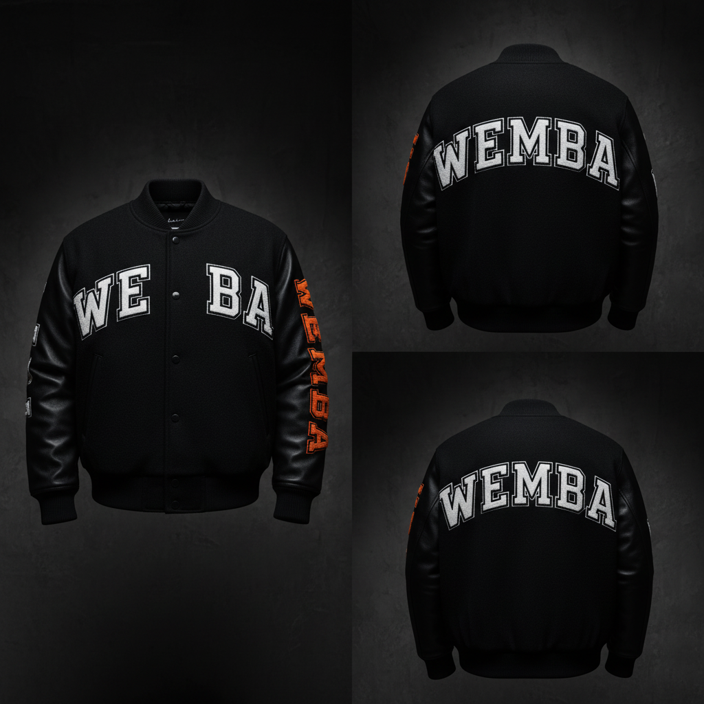 WEMBA Varsity Bomber — Black/White/Orange