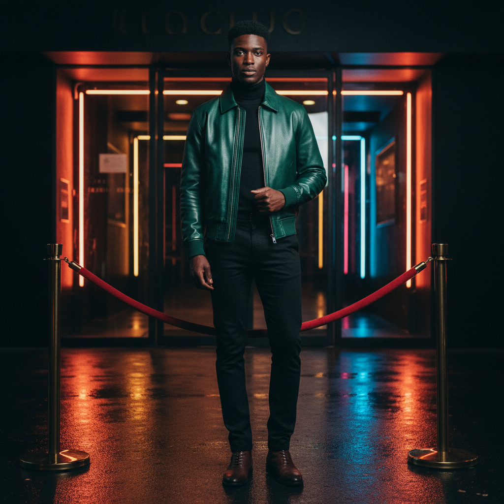 Noir Leather Bomber