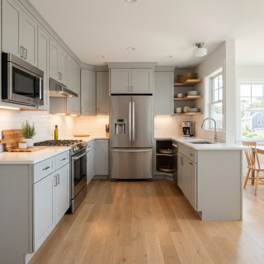 A smart Seabrook condominium kitchen using Cabinet Depot York Shaker doors, light gray cabinetry, white quartz, and an efficient U-shaped layout. | Light gray | kitchen cabinets near me, cabinet outlet, kitchen cabinet outlet, cabinet outlet near me, kitchen cabinets NH, cabinet outlet NH, discount kitchen cabinets, wholesale kitchen cabinets, riverside cabinets, riverside cabinetry, kitchen measurements, cabinets Salem, kitchen cabinets Salem NH, custom cabinets NH, cabinetry NH, cabinets NH, kitchen cabinets liquidators, cabinet liquidators near me, kitchen cabinet liquidators near me, solid wood cabinets factory direct, factory direct cabinets, all wood construction cabinetry, KCMA certified cabinets, warrantied cabinetry, all plywood construction cabinets, solid wood door and frame, soft close drawers and doors, concealed soft close hinges, full extension drawer slides, solid wood dovetail drawers, affordable high quality all wood cabinets, stone countertops, wall kitchen cabinets, base kitchen cabinets, pantry cabinets, ready to install kitchen cabinets, in-stock kitchen cabinets, high-end cabinets for less, custom kitchen cabinets, shaker style cabinets, kitchen and bath store near me, kitchen and bath Massachusetts, kitchen remodeling, bathroom remodeling, free design consultation, no pressure kitchen design, kitchen showrooms, bathroom showrooms near me, countertops for white cabinets, quartz and granite countertops, granite countertops, quartz countertops, kitchen backsplash, cabinetry hardware, cabinet hardware, bathroom vanities and countertops, Salem NH kitchen cabinets, kitchen remodel Salem NH, Salem cabinet, cabinet makers in NH, Manchester NH kitchen cabinets, Nashua NH kitchen cabinets, Portsmouth NH kitchen cabinets, Amherst NH kitchen cabinets, quick cabinet delivery, send measurements cabinet quote, contractor cabinet pricing, discount cabinets near me, closeout bathroom vanities near me, bathroom cabinet stores near me, kitchen cabinets liquidators, kitchen cabinets outlet near me, kitchen cabinet outlet near me, cabinet vendors near me, used kitchen cabinet stores near me, cabinet outlet stores near me, discount cabinetry, cabinet warehouse near me, kitchen cabinets liquidators near me, furniture stores portsmouth nh, cabinets direct wholesale, kraftmaid outlet, kitchen cabinet liquidators, cabinet discount, shaker cabinets vs raised panel, furniture stores in nh seacoast, lakeland cabinets, cabinet closeouts, cabinet discount store, closeout cabinets, discount kitchen cabinets for sale, hampshire cabinetry, the cabinets outlet, kitchen cabinet warehouse, bathroom cabinets outlet, kraftmaid discount, kitchen cabinets factory outlet, cabinet outlets, cabinet factory outlet, shaker vs raised panel, furniture stores near portsmouth nh, wholesale cabinet warehouse, cabinets warehouse, norfolk kitchen and bath salem nh, kitchen cabinet outlet store, cabinet factory near me, kitchen cabinet outlets near me, kitchen showrooms hampshire, kitchen cabinets concord nh, outlet cabinets, parr cabinet outlet, dream kitchens nashua, kitchen store portsmouth nh, kraftmaid cabinets outlet, cabinet factories outlet, kitchen cabinet warehouse outlet, keystone supply outlet, kitchen cabinet supply, kraftmaid outlet store, custom kitchens new hampshire, kraftmaid cabinet outlet, portsmouth nh kitchen store, kitchen stores in nh, in stock cabinets today, new hampshire custom cabinets, kitchen cabinets closeouts, wholesale vanity cabinets near me, raised panel cabinet doors vs shaker, furniture stores in salem nh, kitchen store salem nh, kitchen bath outlet, new england custom cabinets, kitchen stores portsmouth nh, kraftmaid cabinets outlet store, bath vanity store near me, raised panel vs shaker cabinets, high end kitchen cabinets near me, new england storage cabinet, bathroom cabinets store near me, kitchen cabinets liquidators wholesale, cabinet shop near me open now, kitchen cabinets outlet store, new england cabinet co, kitchen cabinets woburn, granite countertops in new hampshire, cabinet factory direct, shaker style furniture new hampshire, kitchen stores manchester nh, kitchen and bathroom outlet, outlet cabinets for the kitchen, cabinet liquidation store, bathroom store portsmouth, raised panel doors vs flat panel, kitchen direct warehouse, discount cabinets and appliances, kitchen stores nh, bathroom showrooms portsmouth, new england kitchen wholesalers, raised panel shaker door, direct to consumer cabinets, nh furniture outlets, kitchen cabinet outlet stores near me, discount cabinet store near me, cabinet store near me now, bathroom cabinets warehouse, shaker vs raised panel cabinets, kraftmaid factory outlet, cabinets factory outlet, bathroom cabinet outlet, factory outlet kitchen cabinets, factory cabinet outlet, raised panel vs shaker style cabinets, kitchen maid cabinets outlet, kitchen cabinet outlet waterbury ct, shaker vs recessed panel, kitchen cabinet supply near me, kitchen door outlet, kitchen cabinets discount store, kitchen cabinet outlet stores, kitchen cabinets outlet stores, raised panel vs shaker, bath and kitchen outlet, bathroom vanity liquidators, cabinet discount warehouse, kitchen cabinets southington ct, appliances portsmouth nh, raised panel shaker cabinet doors, discounted cabinets, furniture salem nh, seacoast cabinets portsmouth nh, wellborn cabinets outlet, discount cupboards, bath store portsmouth, plaistow cabinets, bargain outlet cabinets, maine cabinets, kitchen cabinet factory outlet, bargain hunt cabinets, cabinets outlet, kitchen cabinet outlet southington, shaker style cabinets vs raised panel, furniture store portsmouth nh, cabinets closeouts, shaker cabinet vs raised panel, kitchen outlet inc, huntwood cabinet outlet, the kitchen portsmouth new hampshire, recessed panel vs shaker, kitchen cabinet prices near me, furniture stores portsmouth new hampshire, kitchen cabinets woburn ma, homesense portsmouth new hampshire, portland cabinets outlet, raised panel vs shaker style cabinets, kitchen store portsmouth, kitchen cabinet outlet waterbury, the cabinet outlet, kitchen doors hampshire, raised panel vs flat panel cabinets, flat panel vs raised panel, nh furniture direct nashua nh, national cabinets, kitchen stores in nh, kitchen cabinet outlet in southington ct, discount cabinet store, sink and spout portsmouth nh, kitchen company plaistow, federal cabinets and countertops, portsmouth nh furniture, kitchens portsmouth, commonwealth cabinets, kitchen worktops portsmouth, outlet bathroom cabinets, kitchen cabinet outlet summerlin, cabinet outlet summerlin, cabinets outlet summerlin, kitchen cabinet outlets summerlin, cabinet outlets summerlin, spring forest cabinets, nm cabinet gallery, home outlet kitchen cabinets, cabinet design and outlet, warehouse cabinet outlet, cabinet outlet warehouse, ohio cabinet outlet, home cabinets near me, furniture shops in portsmouth, plaistow cabinet, maine cabinet, cabinet outlet nj, kitchen cabinet liquidators near me, furniture store salem nh, kitchen bath outlet, kitchen cabinets outlet cleveland, kitchen cabinet outlet cleveland, bathroom cabinets utah, cabinets clermont fl, kitchen cabinets clermont fl, furniture stores portsmouth new hampshire, furniture store near portsmouth nh, cabinet wright, discount cabinets denver, wholesale cabinet outlet, west end cabinets, kitchen cabinet outlet southington ct, kitchen cabinet outlets, cabinet warehouse denver, cabinets miami, kitchen cabinets outlet, discount cabinet, cabinet outlets, cabinet ng, bathroom cabinet outlet, instile cabinet outlet, kitchen cabinets to go near me, cabinets retail, plymouth cabinets, cabinet select, cabinet outlet store, select cabinetree, the kitchen portsmouth nh menu, richmond cabinet outlet, bath store portsmouth, cabinet outlet ohio, kitchen hardware outlet, stone and cabinet outlet portland, portland cabinet outlet, cabinet outlet sacramento, cabinet factory outlet omaha, cabinet warehouse hudson florida, cabinets to go scarborough, kraftmaid cabinets outlet store, kitchen cabinet retail, cabinet project bid, country cabinets etc, cabinet sell, kitchen outlet newcastle, washroom cabinet suppliers, cabinet factories outlet photos, cabinets go outlet, home outlet tonawanda, cabinet factory outlet inc, kitchen cabinets mall, cabinet factory outlet port orange, cabinet factory outlet port orange fl, cabinet factory outlet ocala, cabinet factory outlet ocala fl, cabinets direct factory outlet, kitchen cabinet outlet photos, dream kitchen nashua, peppermint cabinets, furniture world salem nh, shaker vs recessed panel cabinets, wholesale cabinets salt lake city, kingway cabinet outlet inc, home outlet new bedford ma, cabinet factory outlet of richmond, waterbury kitchen cabinet outlet, home outlet malden, cabinetliquidators com, cabinet sellerz, polo cabinets, home outlet springfield ma, nh furniture outlets, kitchen cabinets outlet store near me, cabinet in, warehouse cabinet outlet, cabinet outlet warehouse, the cabinet outlet store of volusia county, okc cabinet outlet, cabinet outlet in oklahoma city, cabinets liquidator, my new cabinets inc, cabinet mi, cheap kitchen units in manchester, taj granite outlet, home outlet rumford, 168 cabinet outlet, kitchen cabinet outlet stores near me, raised panel shaker door, direct to consumer cabinets, nm cabinet gallery, kitchen stores nh, home outlet malden ma, wholesale cabinets albuquerque, albuquerque cabinets, cabinets albuquerque, galley equipment portsmouth, kitchen cabinets outlet summerlin, polo cabinet, tommy bahama cabinets, salvage modern portsmouth nh, sink and spout portsmouth, bathroom cabinets miami, cabinets in miami, wholesale cabinets miami, stone and cabinet outlet, stone & cabinet outlet, stone & cabinet outlet inc, wholesale bathroom vanity near me