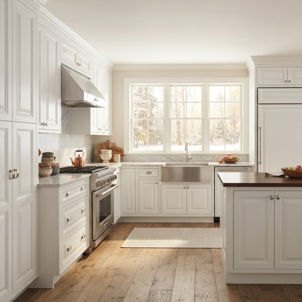 GE Profile Kitchen Package shown with Cabinet Depot York Legacy cabinet doors