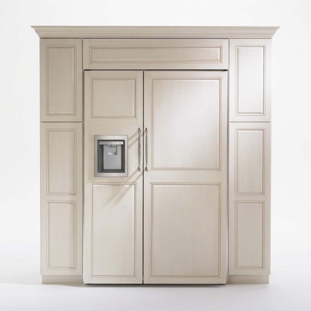 Monogram 48” 28.6 Cu. Ft. Panel-Ready Built-In Side-by-Side Refrigerator with Essex cabinets in White