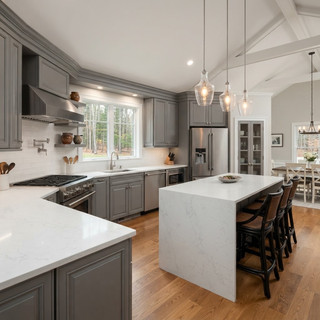 A polished Seabrook remodel with Cabinet Depot Sturbridge raised-panel doors, medium gray cabinetry, white quartz, stainless appliances, and crown molding. | Medium gray | kitchen cabinets near me, cabinet outlet, kitchen cabinet outlet, cabinet outlet near me, kitchen cabinets NH, cabinet outlet NH, discount kitchen cabinets, wholesale kitchen cabinets, riverside cabinets, riverside cabinetry, kitchen measurements, cabinets Salem, kitchen cabinets Salem NH, custom cabinets NH, cabinetry NH, cabinets NH, kitchen cabinets liquidators, cabinet liquidators near me, kitchen cabinet liquidators near me, solid wood cabinets factory direct, factory direct cabinets, all wood construction cabinetry, KCMA certified cabinets, warrantied cabinetry, all plywood construction cabinets, solid wood door and frame, soft close drawers and doors, concealed soft close hinges, full extension drawer slides, solid wood dovetail drawers, affordable high quality all wood cabinets, stone countertops, wall kitchen cabinets, base kitchen cabinets, pantry cabinets, ready to install kitchen cabinets, in-stock kitchen cabinets, high-end cabinets for less, custom kitchen cabinets, shaker style cabinets, kitchen and bath store near me, kitchen and bath Massachusetts, kitchen remodeling, bathroom remodeling, free design consultation, no pressure kitchen design, kitchen showrooms, bathroom showrooms near me, countertops for white cabinets, quartz and granite countertops, granite countertops, quartz countertops, kitchen backsplash, cabinetry hardware, cabinet hardware, bathroom vanities and countertops, Salem NH kitchen cabinets, kitchen remodel Salem NH, Salem cabinet, cabinet makers in NH, Manchester NH kitchen cabinets, Nashua NH kitchen cabinets, Portsmouth NH kitchen cabinets, Amherst NH kitchen cabinets, quick cabinet delivery, send measurements cabinet quote, contractor cabinet pricing, discount cabinets near me, closeout bathroom vanities near me, bathroom cabinet stores near me, kitchen cabinets liquidators, kitchen cabinets outlet near me, kitchen cabinet outlet near me, cabinet vendors near me, used kitchen cabinet stores near me, cabinet outlet stores near me, discount cabinetry, cabinet warehouse near me, kitchen cabinets liquidators near me, furniture stores portsmouth nh, cabinets direct wholesale, kraftmaid outlet, kitchen cabinet liquidators, cabinet discount, shaker cabinets vs raised panel, furniture stores in nh seacoast, lakeland cabinets, cabinet closeouts, cabinet discount store, closeout cabinets, discount kitchen cabinets for sale, hampshire cabinetry, the cabinets outlet, kitchen cabinet warehouse, bathroom cabinets outlet, kraftmaid discount, kitchen cabinets factory outlet, cabinet outlets, cabinet factory outlet, shaker vs raised panel, furniture stores near portsmouth nh, wholesale cabinet warehouse, cabinets warehouse, norfolk kitchen and bath salem nh, kitchen cabinet outlet store, cabinet factory near me, kitchen cabinet outlets near me, kitchen showrooms hampshire, kitchen cabinets concord nh, outlet cabinets, parr cabinet outlet, dream kitchens nashua, kitchen store portsmouth nh, kraftmaid cabinets outlet, cabinet factories outlet, kitchen cabinet warehouse outlet, keystone supply outlet, kitchen cabinet supply, kraftmaid outlet store, custom kitchens new hampshire, kraftmaid cabinet outlet, portsmouth nh kitchen store, kitchen stores in nh, in stock cabinets today, new hampshire custom cabinets, kitchen cabinets closeouts, wholesale vanity cabinets near me, raised panel cabinet doors vs shaker, furniture stores in salem nh, kitchen store salem nh, kitchen bath outlet, new england custom cabinets, kitchen stores portsmouth nh, kraftmaid cabinets outlet store, bath vanity store near me, raised panel vs shaker cabinets, high end kitchen cabinets near me, new england storage cabinet, bathroom cabinets store near me, kitchen cabinets liquidators wholesale, cabinet shop near me open now, kitchen cabinets outlet store, new england cabinet co, kitchen cabinets woburn, granite countertops in new hampshire, cabinet factory direct, shaker style furniture new hampshire, kitchen stores manchester nh, kitchen and bathroom outlet, outlet cabinets for the kitchen, cabinet liquidation store, bathroom store portsmouth, raised panel doors vs flat panel, kitchen direct warehouse, discount cabinets and appliances, kitchen stores nh, bathroom showrooms portsmouth, new england kitchen wholesalers, raised panel shaker door, direct to consumer cabinets, nh furniture outlets, kitchen cabinet outlet stores near me, discount cabinet store near me, cabinet store near me now, bathroom cabinets warehouse, shaker vs raised panel cabinets, kraftmaid factory outlet, cabinets factory outlet, bathroom cabinet outlet, factory outlet kitchen cabinets, factory cabinet outlet, raised panel vs shaker style cabinets, kitchen maid cabinets outlet, kitchen cabinet outlet waterbury ct, shaker vs recessed panel, kitchen cabinet supply near me, kitchen door outlet, kitchen cabinets discount store, kitchen cabinet outlet stores, kitchen cabinets outlet stores, raised panel vs shaker, bath and kitchen outlet, bathroom vanity liquidators, cabinet discount warehouse, kitchen cabinets southington ct, appliances portsmouth nh, raised panel shaker cabinet doors, discounted cabinets, furniture salem nh, seacoast cabinets portsmouth nh, wellborn cabinets outlet, discount cupboards, bath store portsmouth, plaistow cabinets, bargain outlet cabinets, maine cabinets, kitchen cabinet factory outlet, bargain hunt cabinets, cabinets outlet, kitchen cabinet outlet southington, shaker style cabinets vs raised panel, furniture store portsmouth nh, cabinets closeouts, shaker cabinet vs raised panel, kitchen outlet inc, huntwood cabinet outlet, the kitchen portsmouth new hampshire, recessed panel vs shaker, kitchen cabinet prices near me, furniture stores portsmouth new hampshire, kitchen cabinets woburn ma, homesense portsmouth new hampshire, portland cabinets outlet, raised panel vs shaker style cabinets, kitchen store portsmouth, kitchen cabinet outlet waterbury, the cabinet outlet, kitchen doors hampshire, raised panel vs flat panel cabinets, flat panel vs raised panel, nh furniture direct nashua nh, national cabinets, kitchen stores in nh, kitchen cabinet outlet in southington ct, discount cabinet store, sink and spout portsmouth nh, kitchen company plaistow, federal cabinets and countertops, portsmouth nh furniture, kitchens portsmouth, commonwealth cabinets, kitchen worktops portsmouth, outlet bathroom cabinets, kitchen cabinet outlet summerlin, cabinet outlet summerlin, cabinets outlet summerlin, kitchen cabinet outlets summerlin, cabinet outlets summerlin, spring forest cabinets, nm cabinet gallery, home outlet kitchen cabinets, cabinet design and outlet, warehouse cabinet outlet, cabinet outlet warehouse, ohio cabinet outlet, home cabinets near me, furniture shops in portsmouth, plaistow cabinet, maine cabinet, cabinet outlet nj, kitchen cabinet liquidators near me, furniture store salem nh, kitchen bath outlet, kitchen cabinets outlet cleveland, kitchen cabinet outlet cleveland, bathroom cabinets utah, cabinets clermont fl, kitchen cabinets clermont fl, furniture stores portsmouth new hampshire, furniture store near portsmouth nh, cabinet wright, discount cabinets denver, wholesale cabinet outlet, west end cabinets, kitchen cabinet outlet southington ct, kitchen cabinet outlets, cabinet warehouse denver, cabinets miami, kitchen cabinets outlet, discount cabinet, cabinet outlets, cabinet ng, bathroom cabinet outlet, instile cabinet outlet, kitchen cabinets to go near me, cabinets retail, plymouth cabinets, cabinet select, cabinet outlet store, select cabinetree, the kitchen portsmouth nh menu, richmond cabinet outlet, bath store portsmouth, cabinet outlet ohio, kitchen hardware outlet, stone and cabinet outlet portland, portland cabinet outlet, cabinet outlet sacramento, cabinet factory outlet omaha, cabinet warehouse hudson florida, cabinets to go scarborough, kraftmaid cabinets outlet store, kitchen cabinet retail, cabinet project bid, country cabinets etc, cabinet sell, kitchen outlet newcastle, washroom cabinet suppliers, cabinet factories outlet photos, cabinets go outlet, home outlet tonawanda, cabinet factory outlet inc, kitchen cabinets mall, cabinet factory outlet port orange, cabinet factory outlet port orange fl, cabinet factory outlet ocala, cabinet factory outlet ocala fl, cabinets direct factory outlet, kitchen cabinet outlet photos, dream kitchen nashua, peppermint cabinets, furniture world salem nh, shaker vs recessed panel cabinets, wholesale cabinets salt lake city, kingway cabinet outlet inc, home outlet new bedford ma, cabinet factory outlet of richmond, waterbury kitchen cabinet outlet, home outlet malden, cabinetliquidators com, cabinet sellerz, polo cabinets, home outlet springfield ma, nh furniture outlets, kitchen cabinets outlet store near me, cabinet in, warehouse cabinet outlet, cabinet outlet warehouse, the cabinet outlet store of volusia county, okc cabinet outlet, cabinet outlet in oklahoma city, cabinets liquidator, my new cabinets inc, cabinet mi, cheap kitchen units in manchester, taj granite outlet, home outlet rumford, 168 cabinet outlet, kitchen cabinet outlet stores near me, raised panel shaker door, direct to consumer cabinets, nm cabinet gallery, kitchen stores nh, home outlet malden ma, wholesale cabinets albuquerque, albuquerque cabinets, cabinets albuquerque, galley equipment portsmouth, kitchen cabinets outlet summerlin, polo cabinet, tommy bahama cabinets, salvage modern portsmouth nh, sink and spout portsmouth, bathroom cabinets miami, cabinets in miami, wholesale cabinets miami, stone and cabinet outlet, stone & cabinet outlet, stone & cabinet outlet inc, wholesale bathroom vanity near me