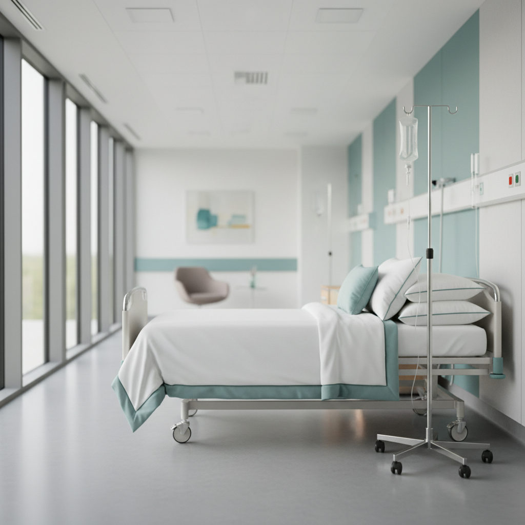 Quarto de hospital moderno e vazio com luz natural