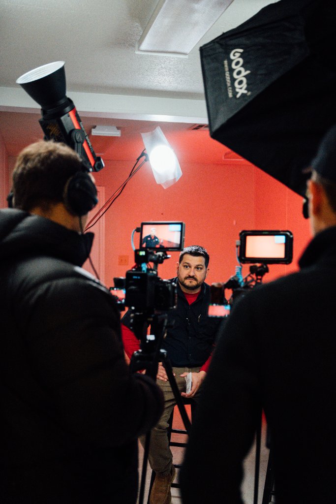 Behind the scenes of a McCoy Visuals corporate video production in Mobile Alabama