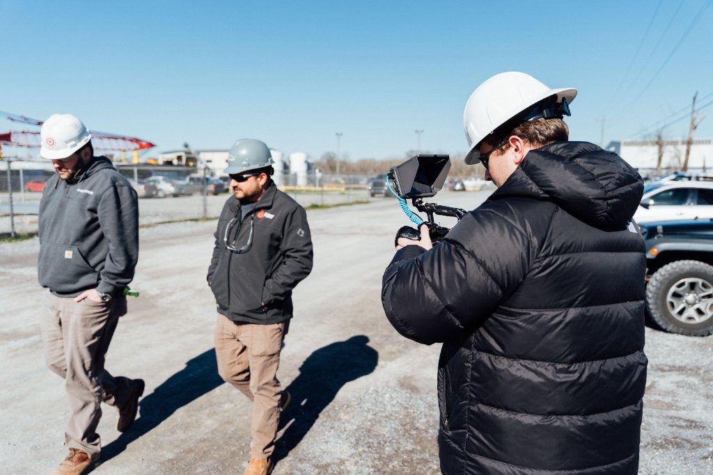 McCoy Visuals production team capturing cinematic footage for a corporate client campaign