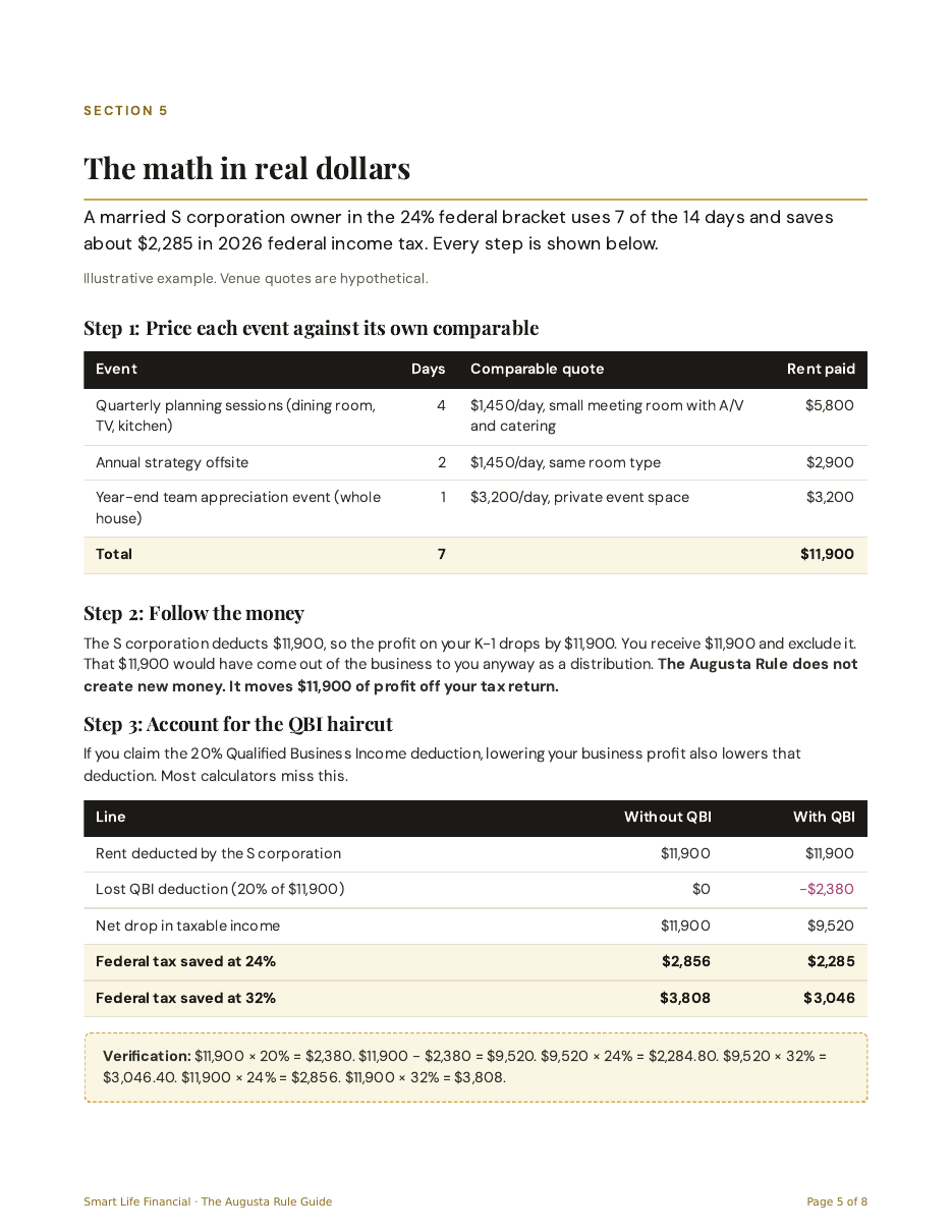Guide page 5: the math in real dollars