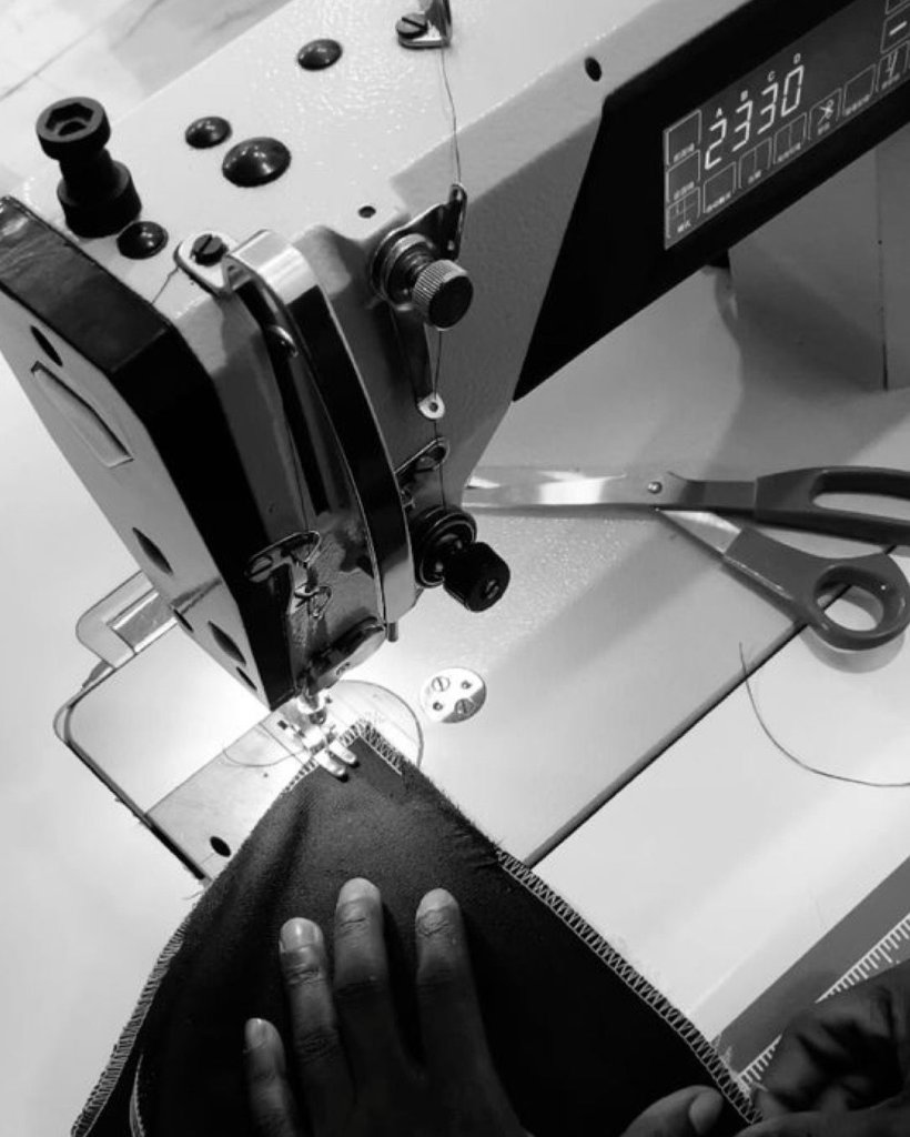 Sewing machine at work