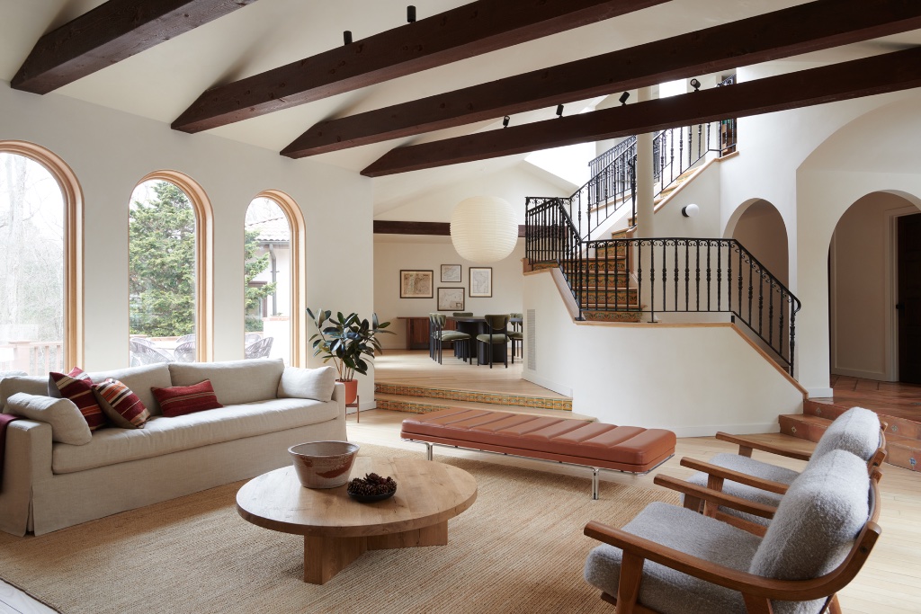 Living room with staircase