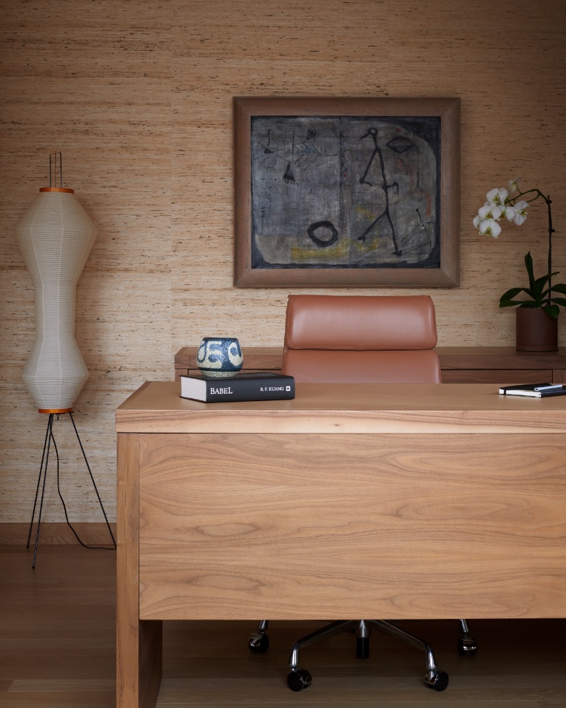 Home office with walnut desk