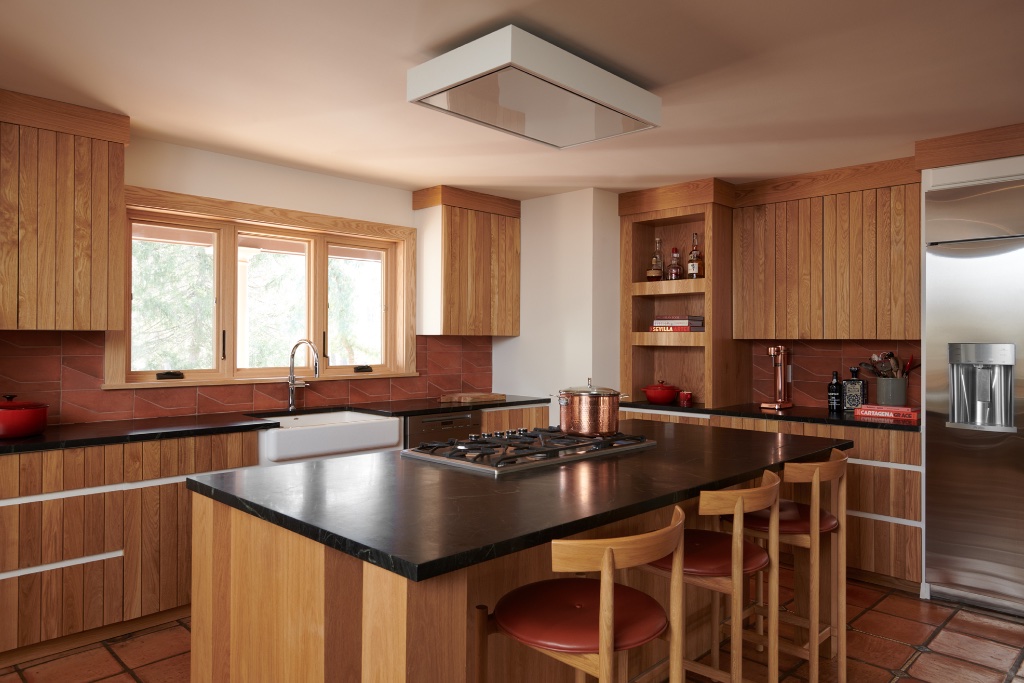 Kitchen with red oak cabinetry
