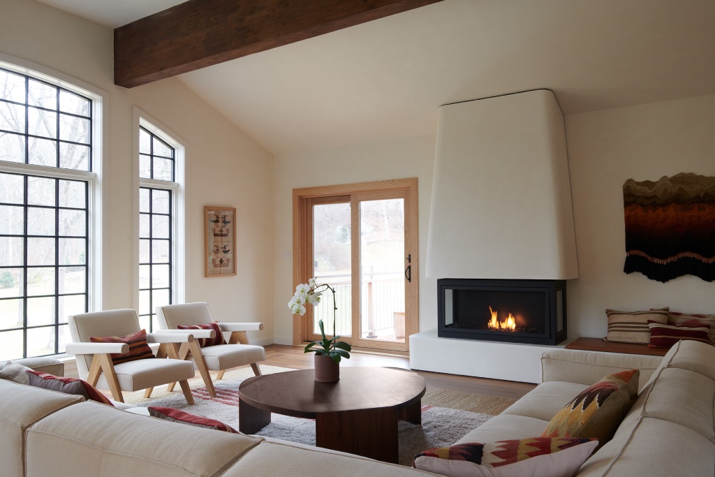 Family room with fireplace