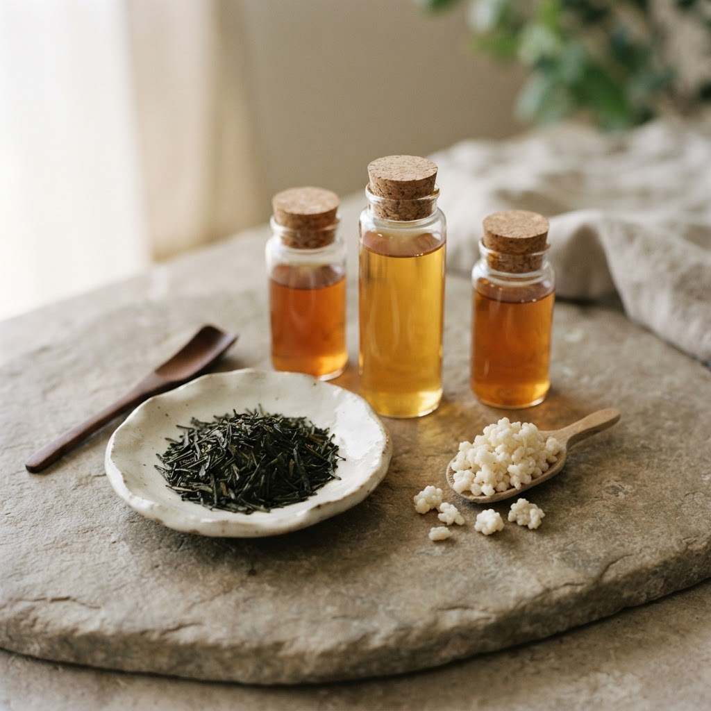 Japanese botanical and fermented ingredients arranged for formulation