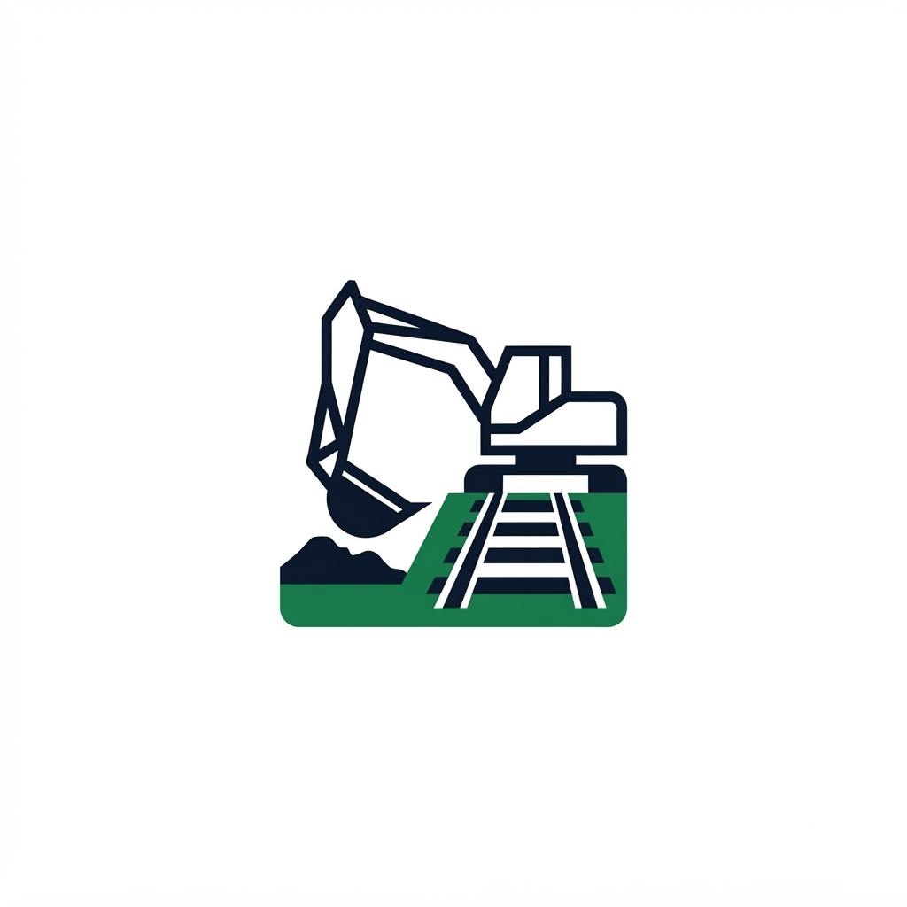 JR Matrix Logo 82 — Excavator at Rail